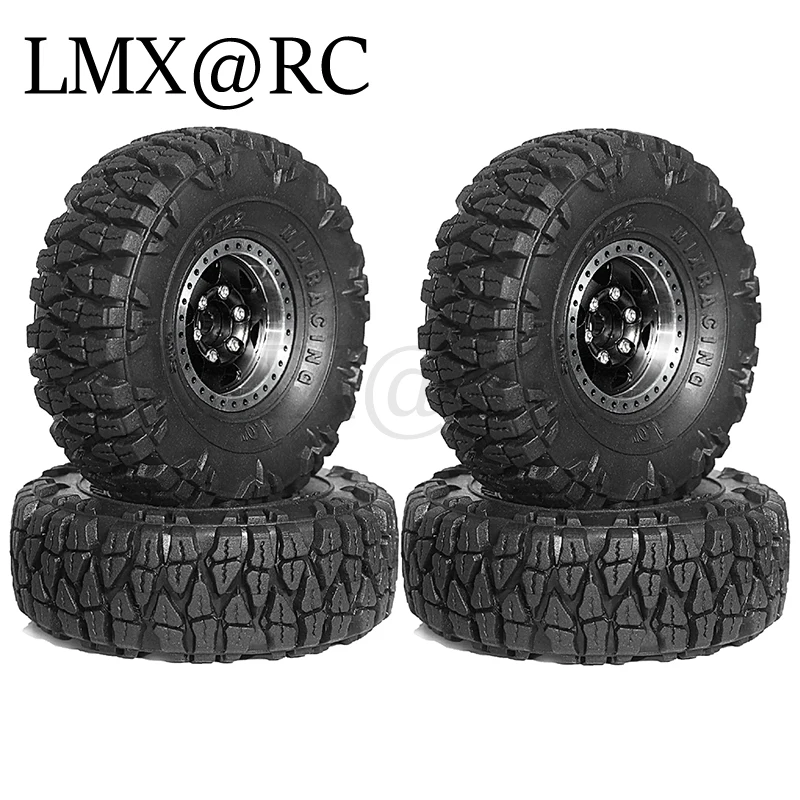 4pcs 60mm 1.0" Metal Beadlock Wheel Tire Set For 1/18 1/24 RC Crawler Car TRX4M SCX24 AX24 FCX24 Upgrade Parts Accessories