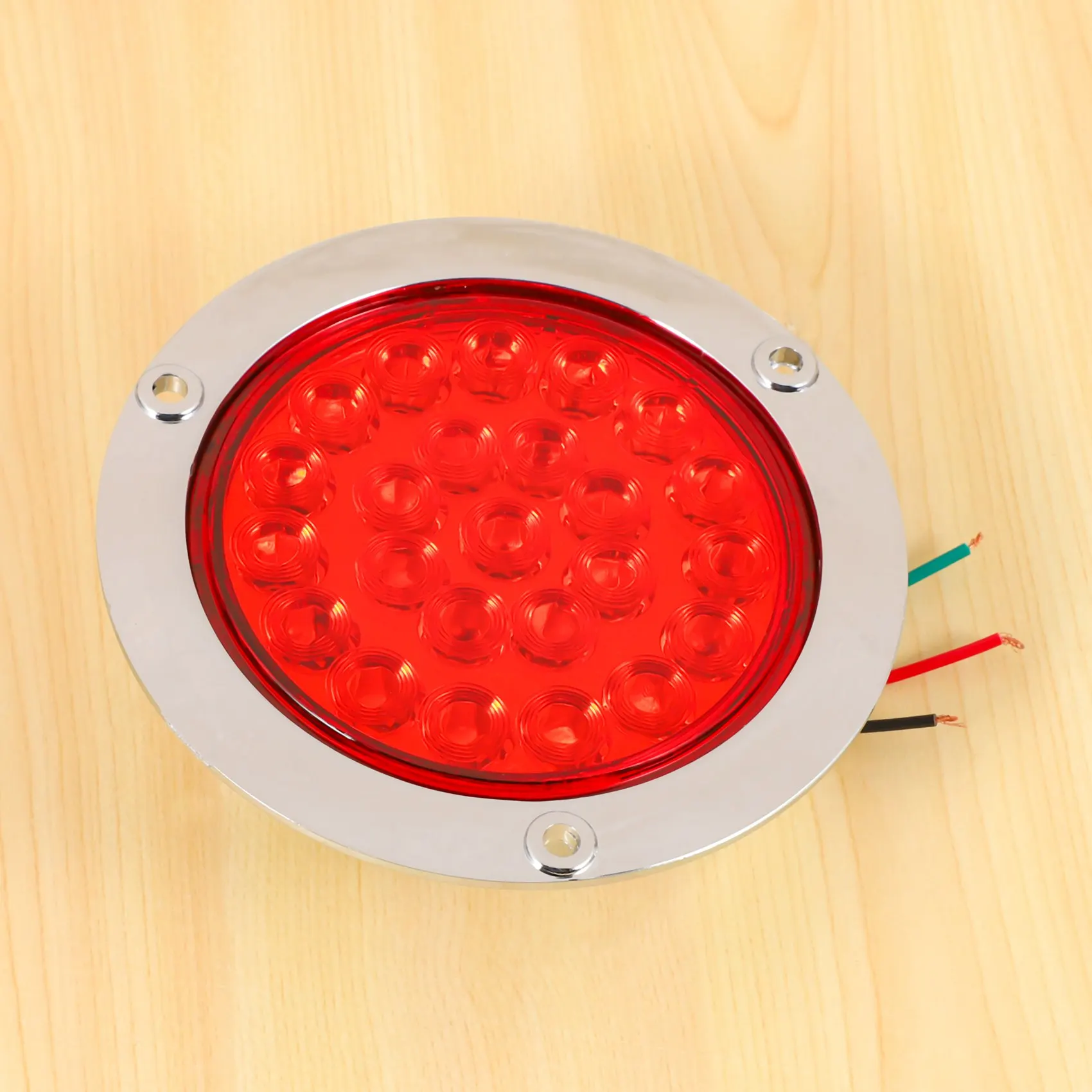 

4 Pack Round Led Trailer Tail Lights Red 24 Led Flange Mount Waterproof Chrome 4 Inch Brake Stop Turn Lights-X59A