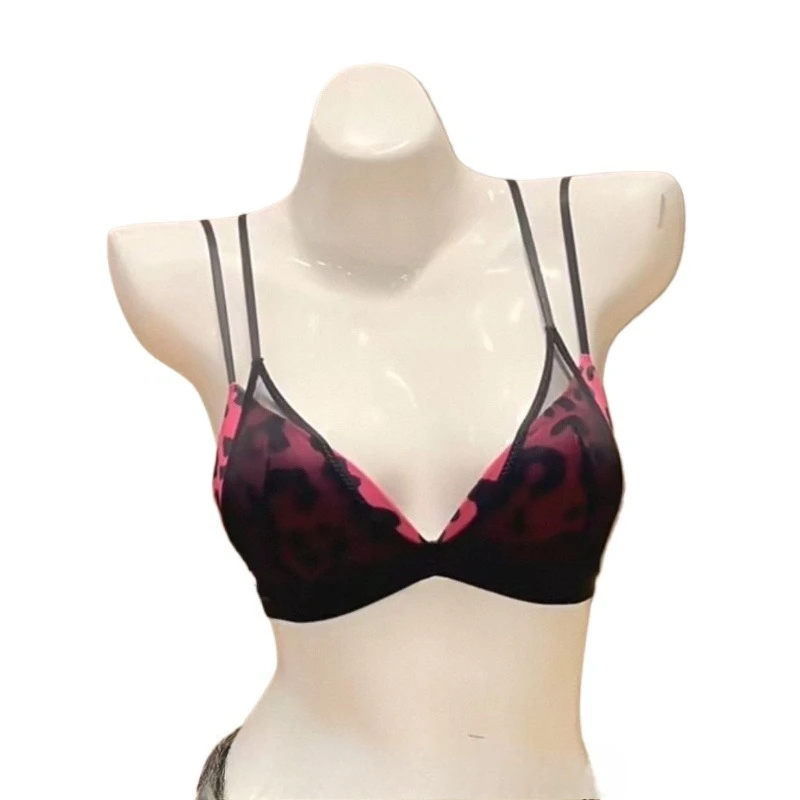 Sexy Leopard-print Lingerie Set Wireless Triangle Cup Push-up Bra Designed To Prevent Sagging Offer Comfort and Flatter The Back
