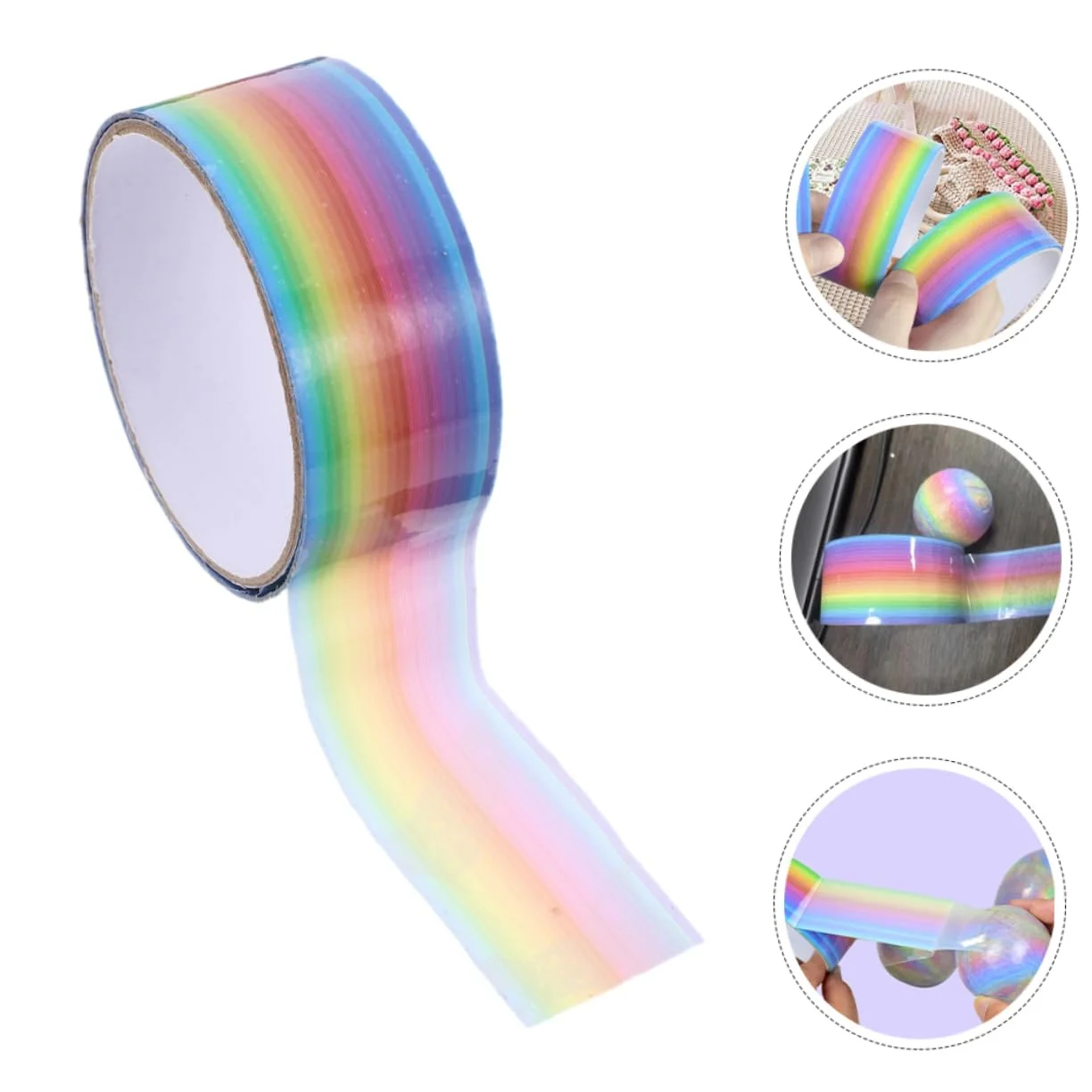 1pcs Rainbow Balls Sticky Balls Rolling Glue Stress Reducing Sticky Tape Relaxing Toys Handmade DIY Making
