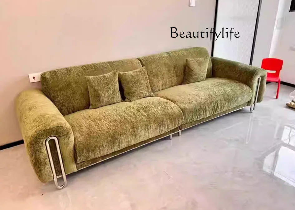 New French retro chenille fabric sofa living room size apartment straight row fabric