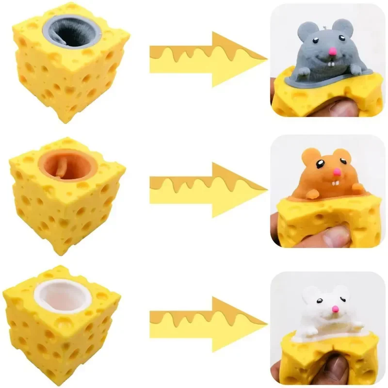 Mouse Squishy Toy Cheese Palla antistress Agitarsi Spremere Rat Mouse Novità Giocattolo Miglior regalo per le persone Giocattolo sensoriale antistress Divertimento