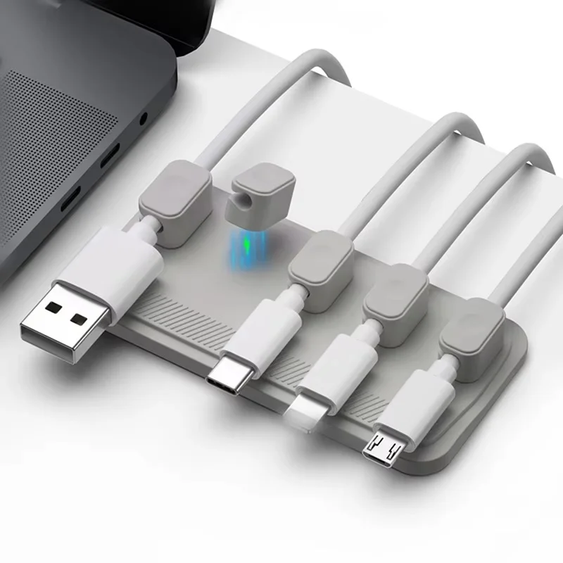 Silicone Magnetic Mouse Cable Wire Organizer Desktop Cable Clip Protector Cord Winder Fixed USB Charging Line Plug Magnet Holder