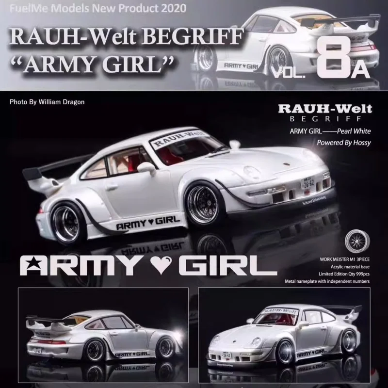 1:64 RWB 993 army girl resin miniature simulation car model, adult decoration, boy toy, children's holiday birthday gift