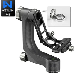 WEYLLAN PH8 Gimbal Tripod Head Professional Carbon Fiber Heavy Duty for DSLR Camera Telescope Up to 15kg, Arca Swiss Q.R Plate