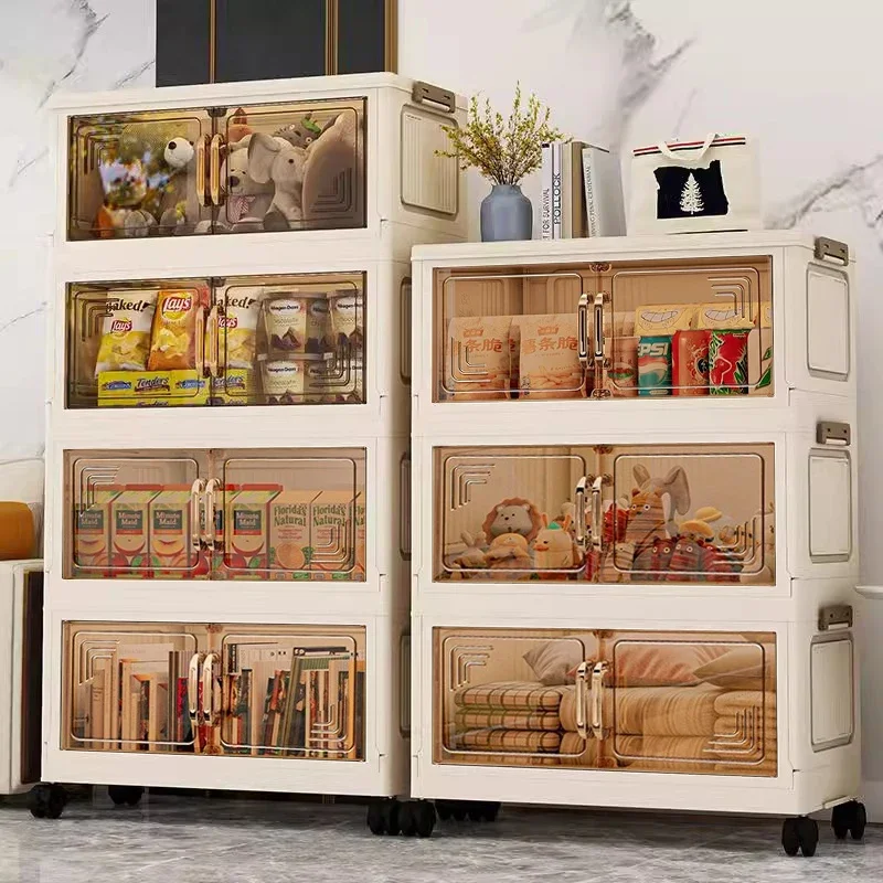 45/55/65cm Length Multifunction Folding Storage Cabinet Sundries Cabinet Large Capacity Dustproof Wardrobe Locker