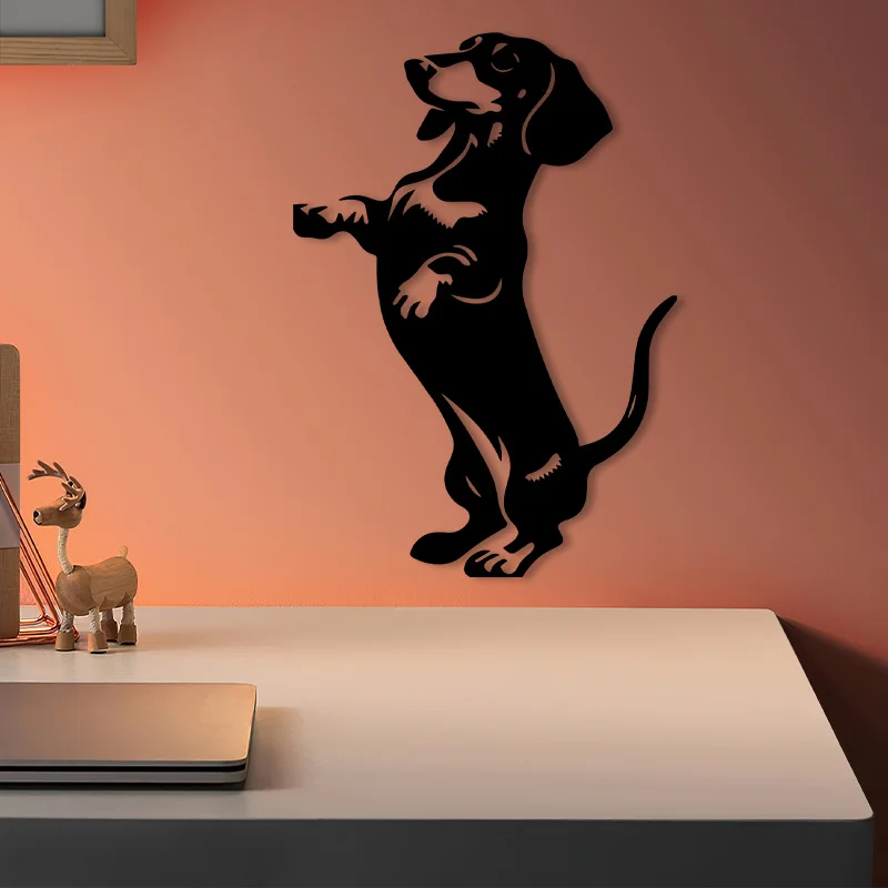 Vintage Dachshund Metal Wall Decor, Weather Resistant Iron Dog Silhouette Wall Art for Garden Patio Entryway