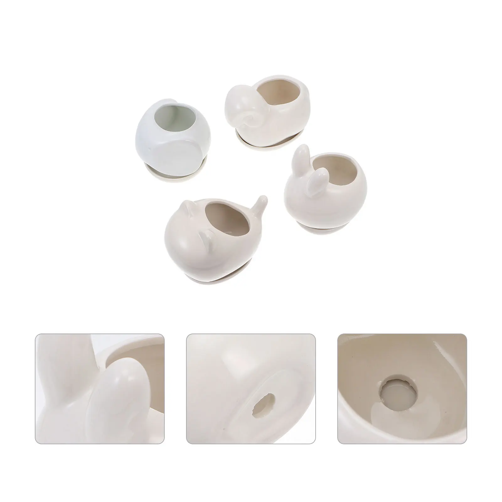 

Набор из 4 керамических горшков для суккулентов в виде животных, с дренажными отверстиями, для декора дома, сада, рабочего стола, милые горшки для суккулентов в виде животных