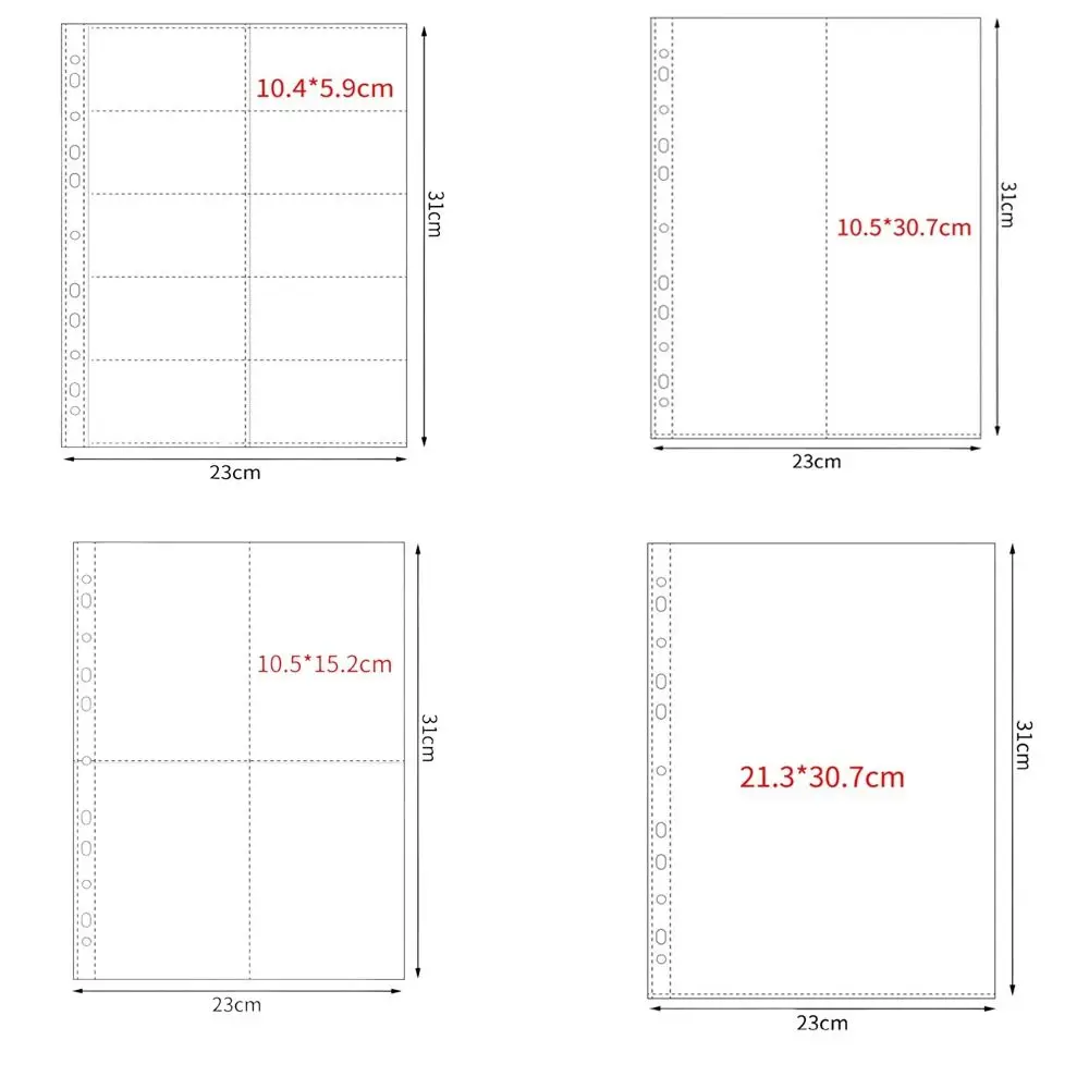 Multiple Pockets A4 Kpop Photocard Binder PP Transparent Photo Album Refill Pages DIY 4 Hole 4 Ring