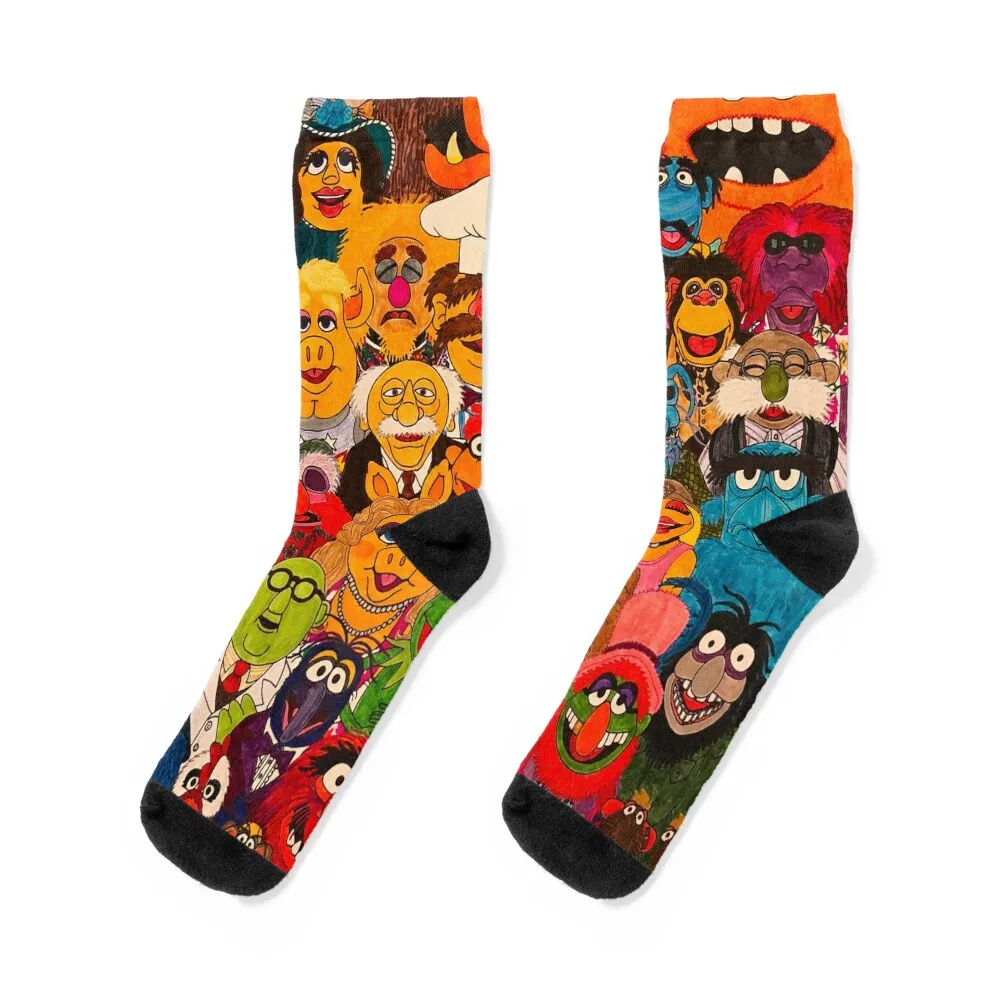 

Retro Cartoon The Muppet Art Pattern Socks funny gift colored crazy luxury Designer Man Socks Women's