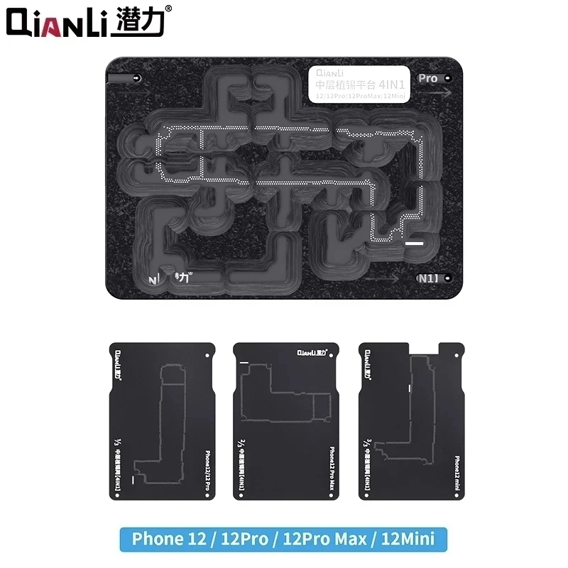 QianLi Mainboard Middle Frame Reballing Platform BGA Reballing Stencil for iPhone X XS 13 12 11 Pro MAX LogicBoard Rework Tool