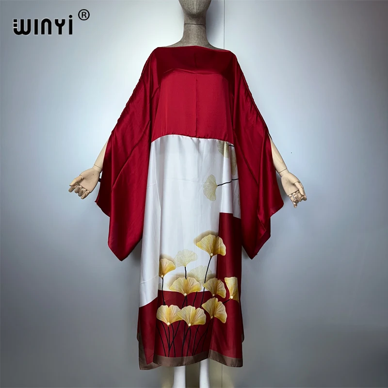 WINYI summer party evening dress dubai luxury Female loose Print kaftan muslim woman clothing holiday beach dress fashion Caftan