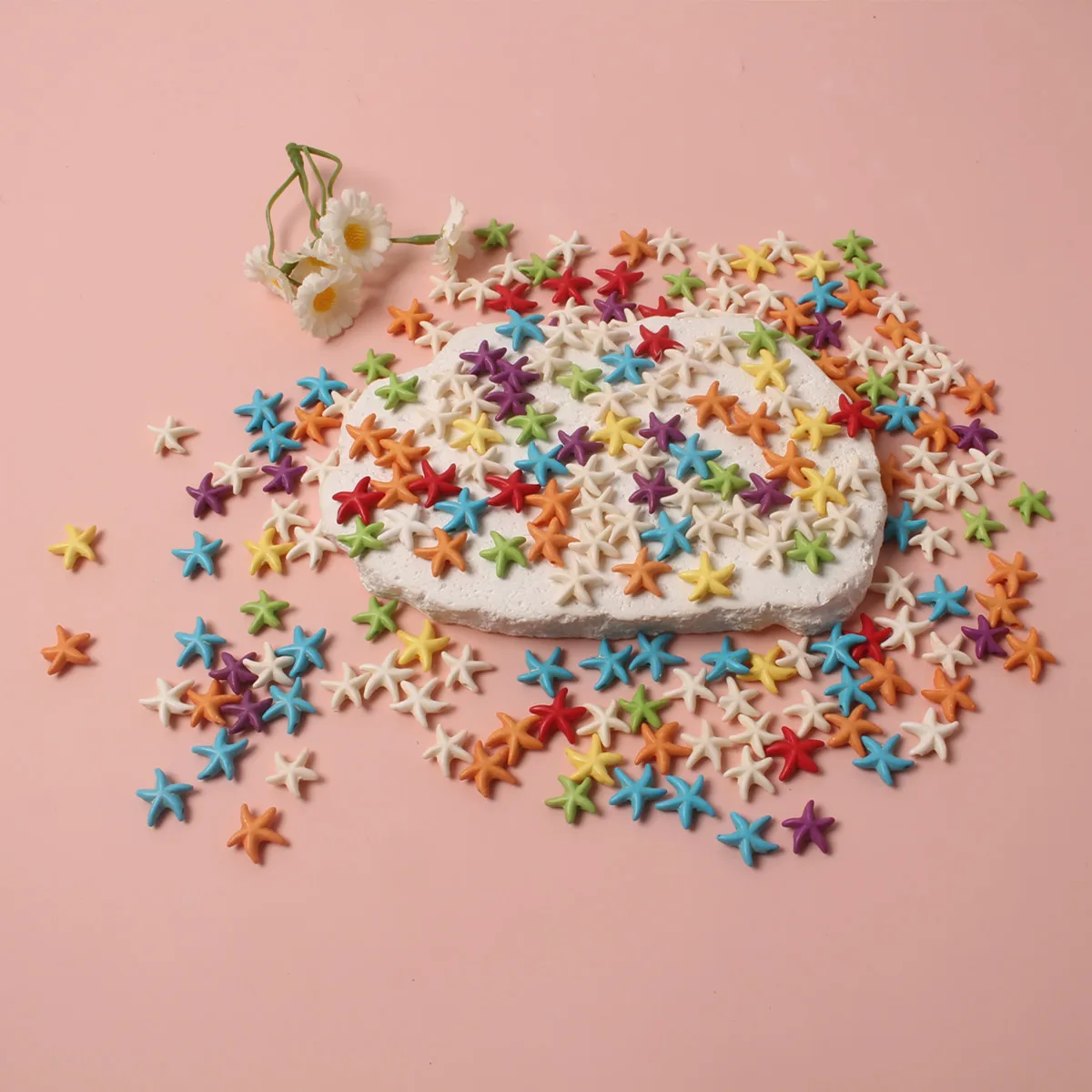 35pcs 13mm Starfish Shape Natural Turquoise Stone Beads Colorful Howlite Handmade Beads for Jewelry Making DIY Pendant Crafts