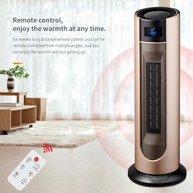 STLF Smart Led Touch Screen Room Safety Heating Pink Gold Standing Electric Space Heater With Remote Control