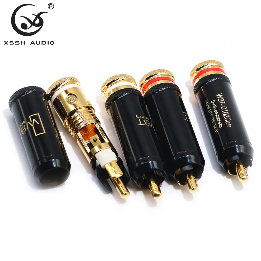 4 шт., разъемы RCA для аудио и видео, Hi-end HIFI XSSH OEM ODM DIY позолоченный ТВ-тюнер из чистой меди, штекеры RCA, выходные разъемы