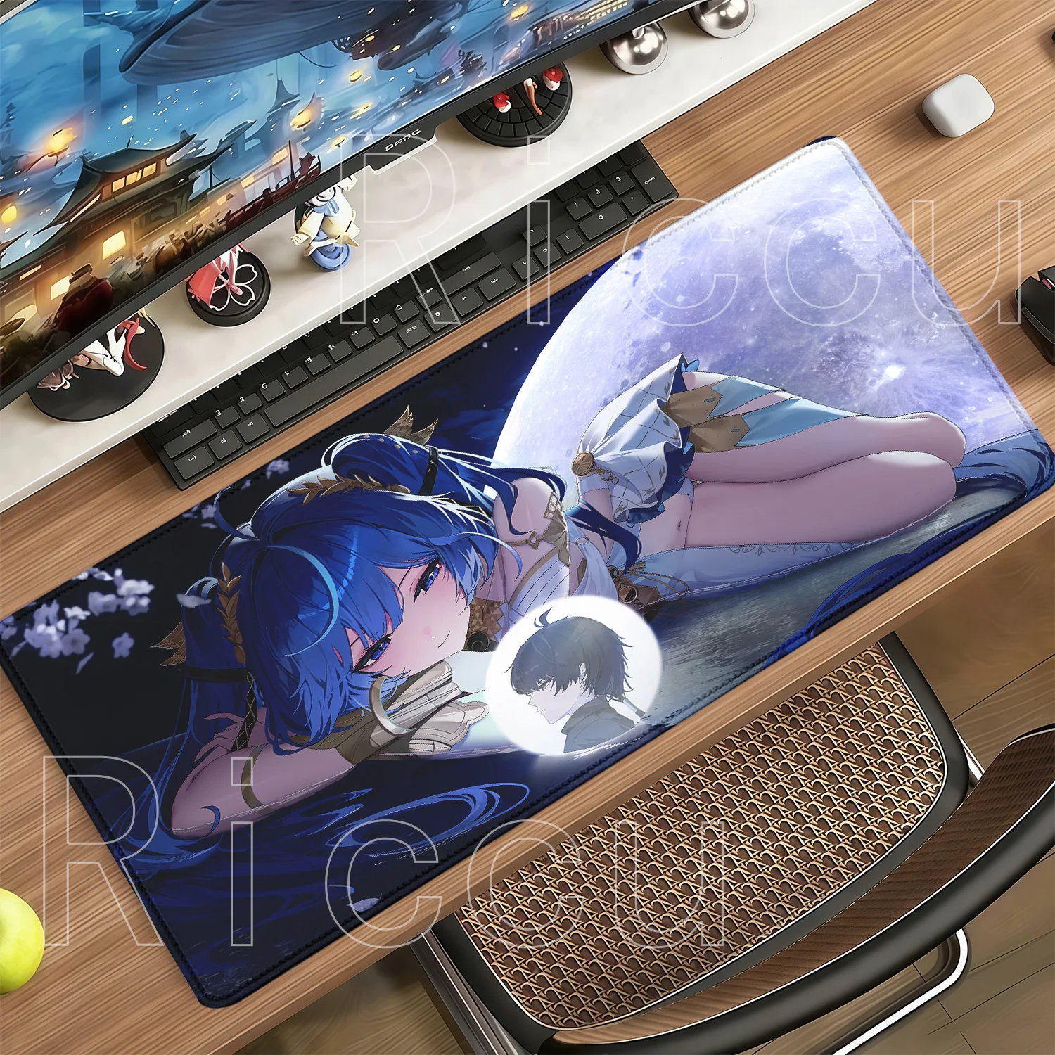 Iuno Wuthering Waves WuWa Kawaii Anime Sexy Girl Mousepad Gaming Keyboard Large Anti-slip Rubber Desk Mat HD Printing XXL Carpet