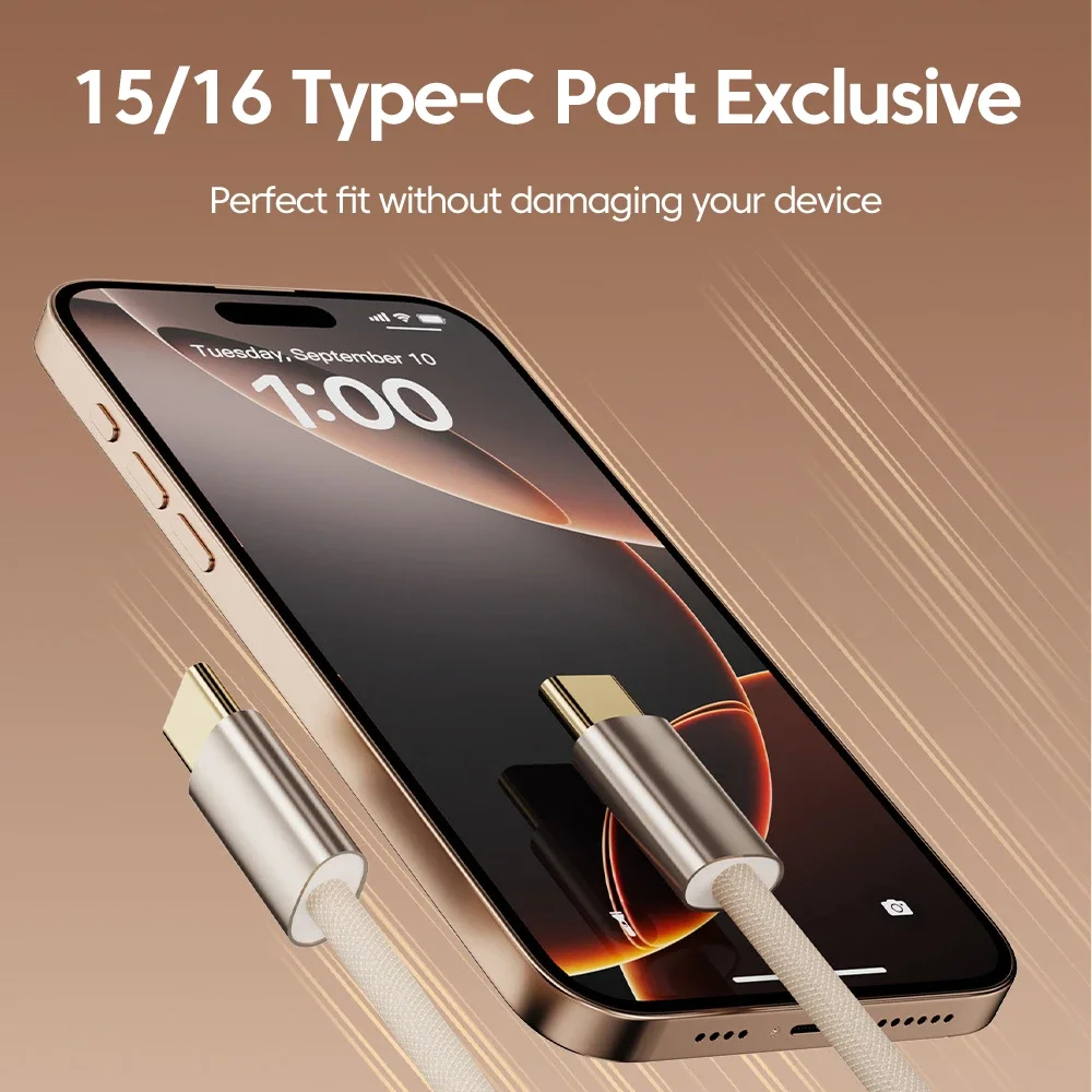 60W Braided Data Cable Type C To Type C Fast Charging Cable PD Quick Charge USB C Wire Cord for iphone 15 16 17 Huawei Xiaomi