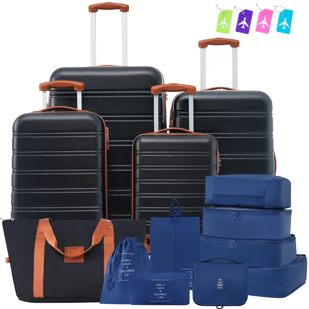 Juegos de equipaje rígido, 4 piezas + maleta giratoria con cerradura TSA, equipaje ligero de 16 "+ 20" + 24 "+ 28"