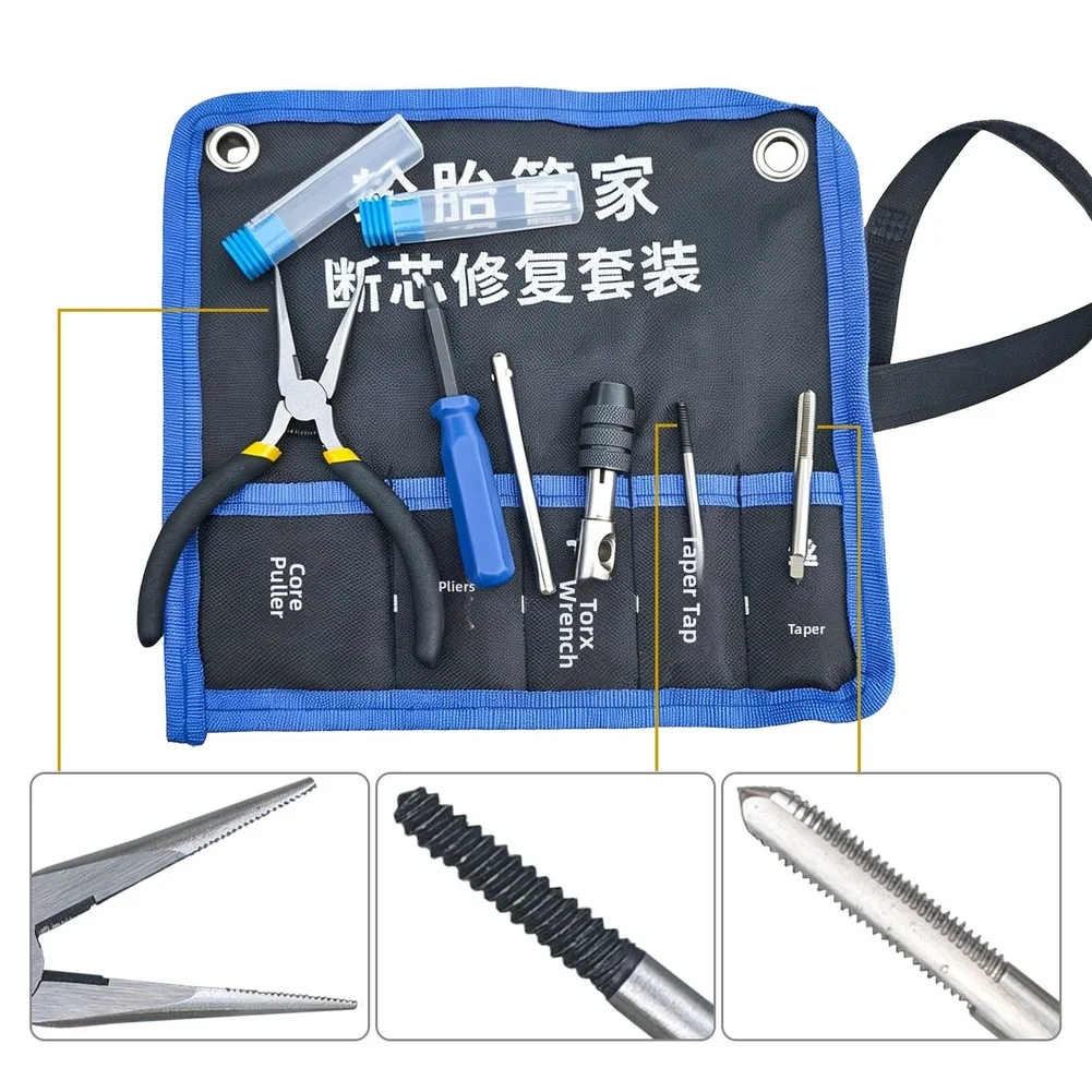 Valve For stem Repair Kit for Tire Valve Maintenance Steel Tools Core Puller T Wrench Reverse Tap for Easy Replacement