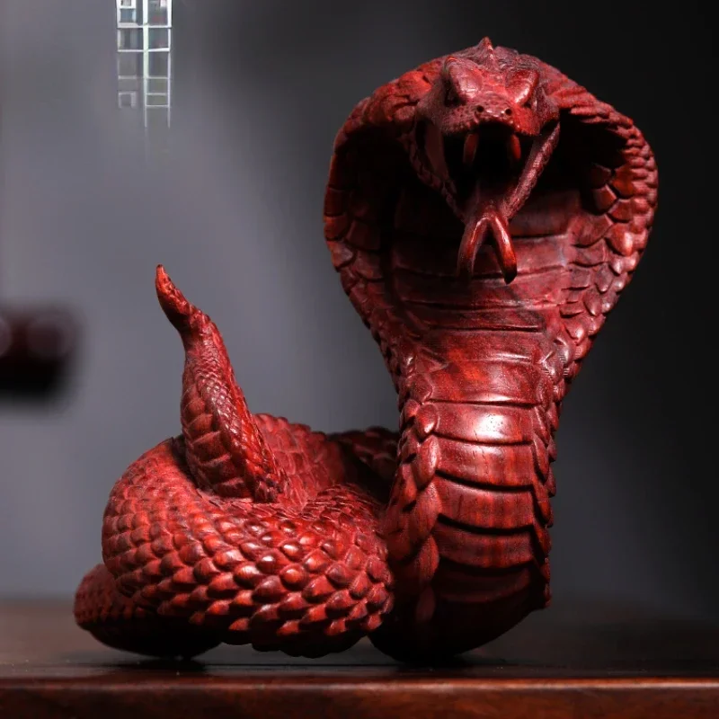 MOYU Natural Rosewood Emperor Cobra Zodiac Snake Wooden Carving Hand Piece Of Ornament Transfer Play Small Ornament Statue
