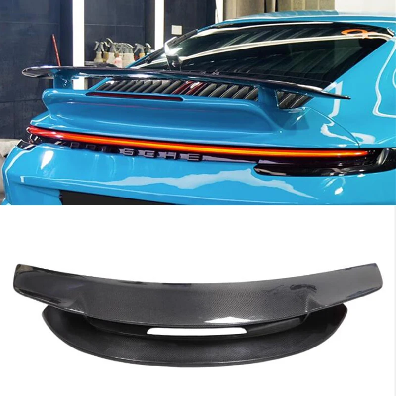 For NEW Porsche 911 992 Real Carbon Fiber Spoiler Accessories Two-Layer WING Tail Body Kit Carrera/Targa/GT3 2019-2023 Year