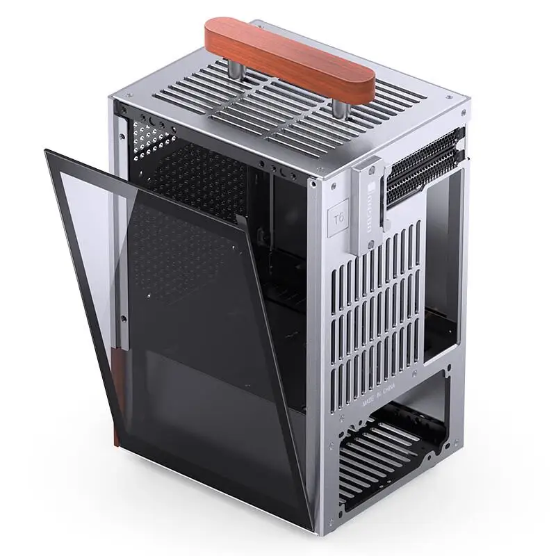 New! T6 Black ITX Handle Chassis Computer Case 3mm Aluminum Alloy Shell 8mm North America Black Walnut Solid Wood MINI PC Case