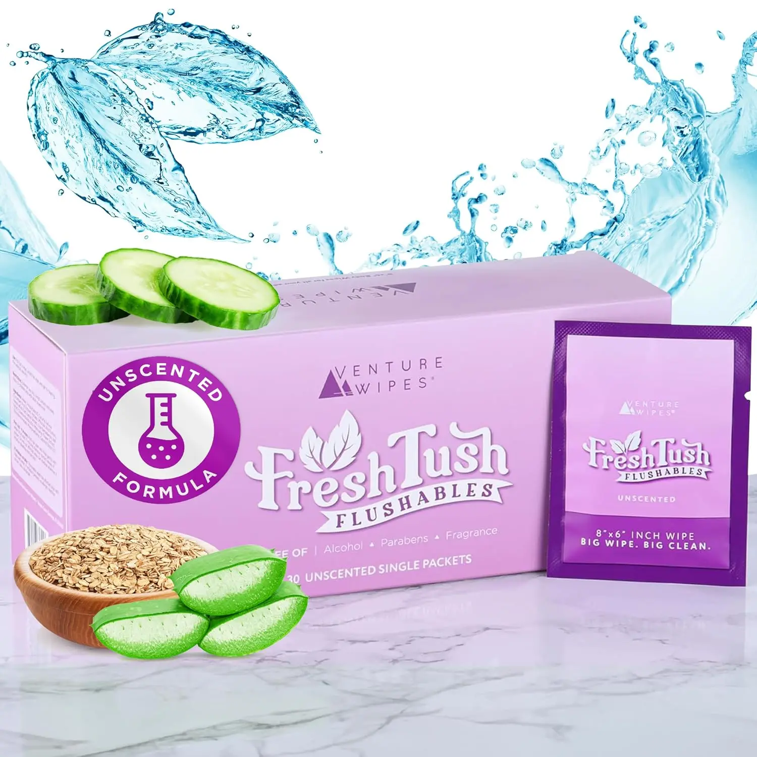 

FreshTush Flushables Unscented - Premium Quality Personal Cleansing Wipes - Gentle on Sensitive Skin - Hygienic & Portable - Ide