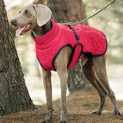 Dog Outdoor Jacket Waterproof Dog Clothes Vest Winter Warm Cotton Dogs Clothing for Large Middle Dogs  Labrador red black