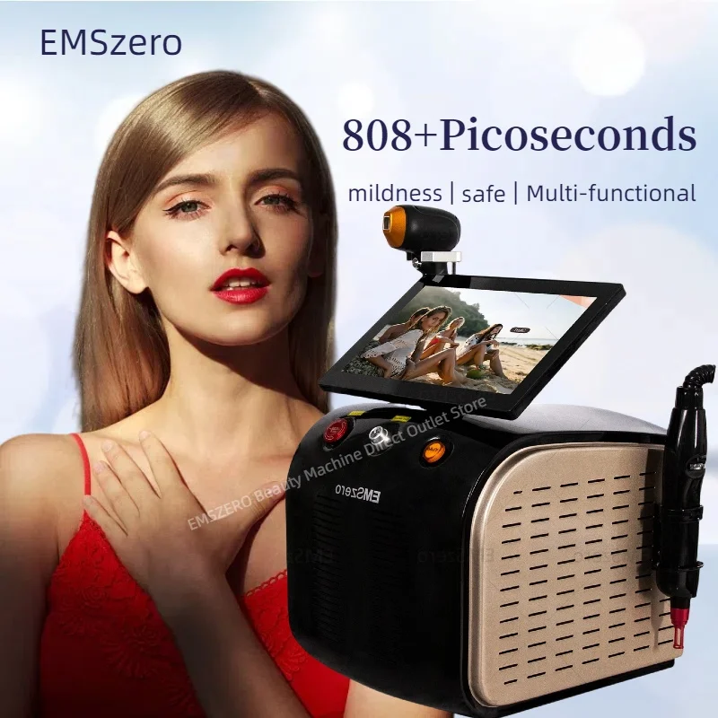 

Black and Gold 2 In 1 diode laser hair removal And Pico 755+808+1064 suitable for all skin and hair types machine