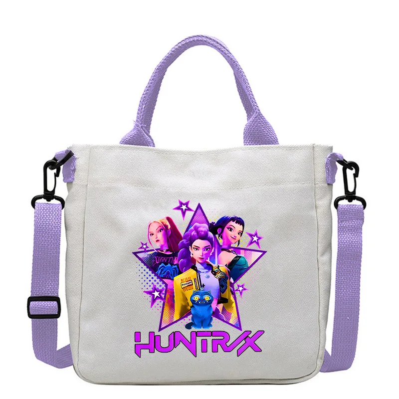 Bolso de hombro Kpop Demon Hunters, bolso de dibujos animados, bolso cruzado de gran capacidad, bolsa de almacenamiento de lona portátil a la moda, regalo