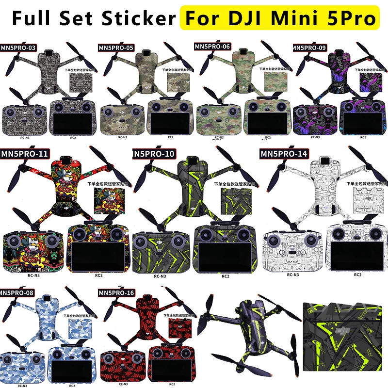 Naklejki na drona DJI Mini 5 Pro, naklejki na ładowarkę RC2/RC-N3, naklejki na pilot, folia ochronna, akcesoria do MINI 5PRO — zdjęcie produktu 2