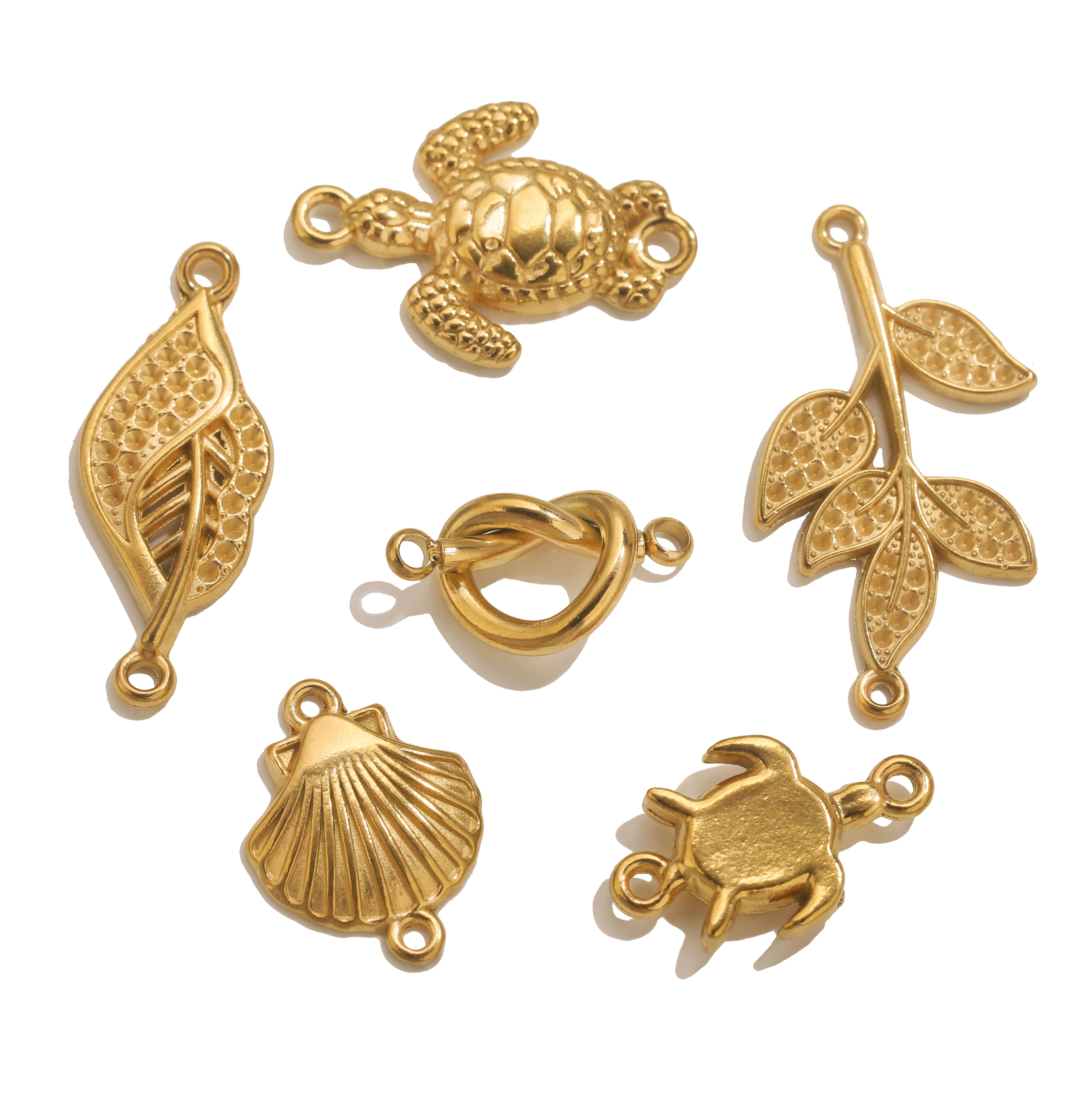 5PCS Edelstahl Doppel Loch Schildkröte Muschel Herz Anhänger Schmuck Stecker DIY Armband Halskette Machen Zubehör Großhandel – Detail 4