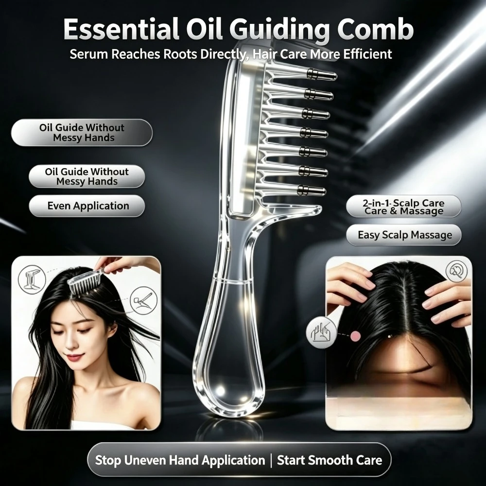 Scalp Applicator Massage Comb,Essential Oil Liquid Guiding Comb Hair Root Serum Apply Massager,Anti Hair Loss Hair Salon Tool
