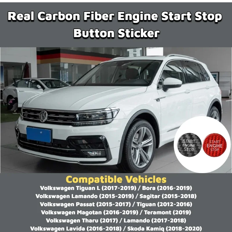 Real Carbon Fiber Engine Start Stop Button Cover Sticker for VW Tiguan Bora Lamando Sagitar Passat Skoda Lavida Tharu 2012-2020