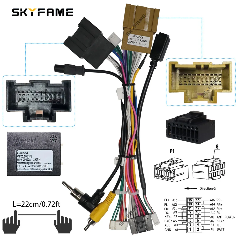 SKYFAME Car Wiring Harness Adapter Canbus Box Android Radio Power Cable For Opel GrandLand X Corsa Meriva Karl OP03.20 G-RZ-OP61
