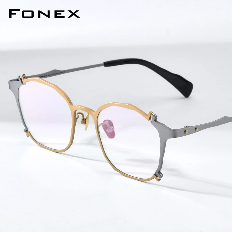 FONEX Titanium Eyeglasses Frame Men Fashion Brand Design Square Glasses Women Vintage Retro Japanese High Quality Eyewear 758