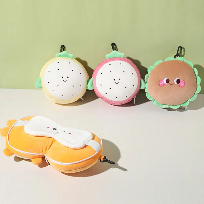 New Design Soft Portable Pp Cotton Fruit Series Toys Eye Mask Pillow For Airplane