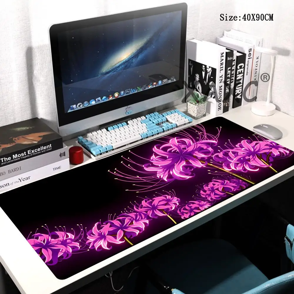 HYBXAXC Mouse Pad Gaming Purple Pink Spider Lily Printon Demand HD Custom New Mousepad Soft Carpet Non-Slip Rubber Mouse Mats