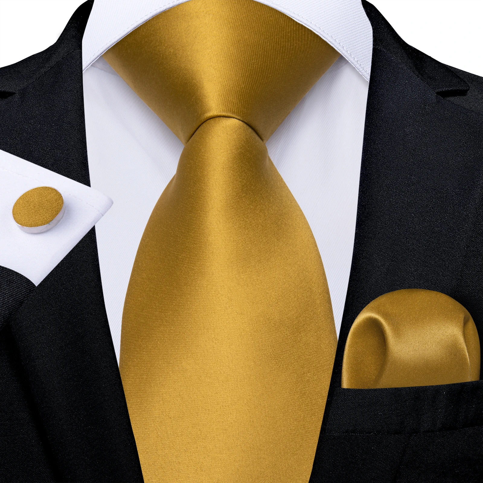 Olive Green Solid Ties for Men, Pocket Square Set