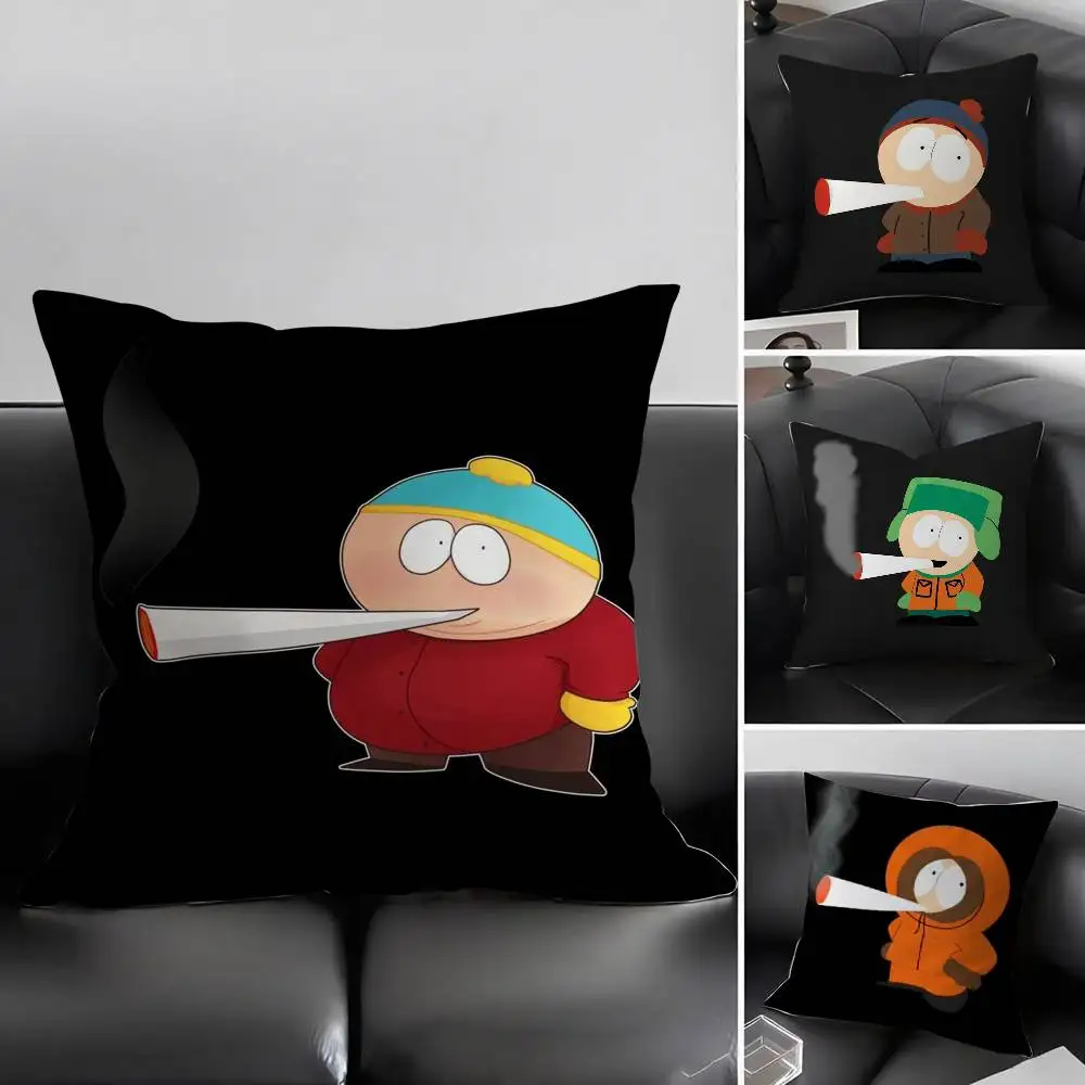 Hot Funny Anime S_Souths P_Park Pillow Case Home Dorm Chair Back Short Plush Double-sided Printing Office Nap Time Cushion Cover