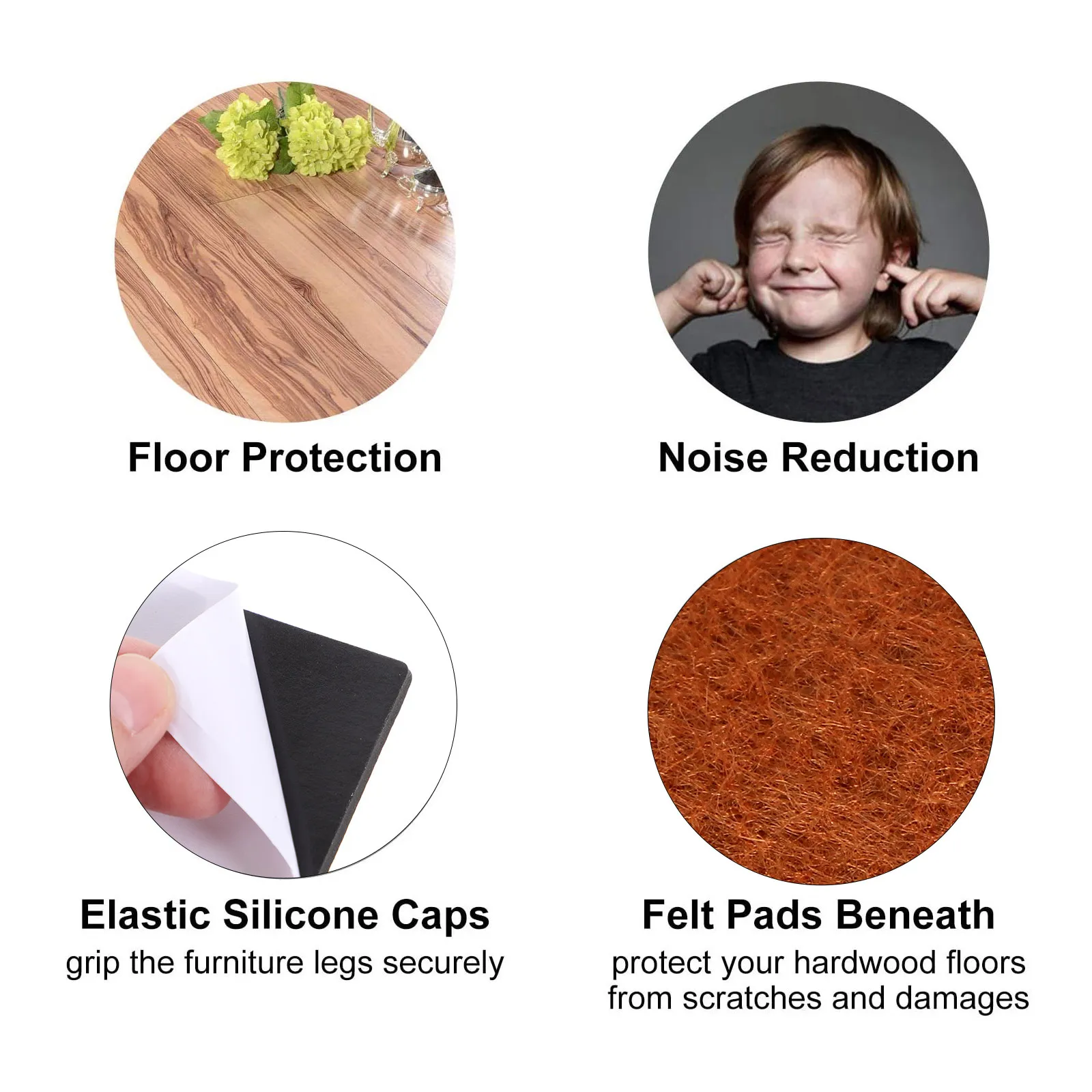 20Pcs Anti-Slip Silent Furniture Pads Thickened Self-Adhesive Chair Leg Floor Protectors Furniture Feet Covers Noise Reduction