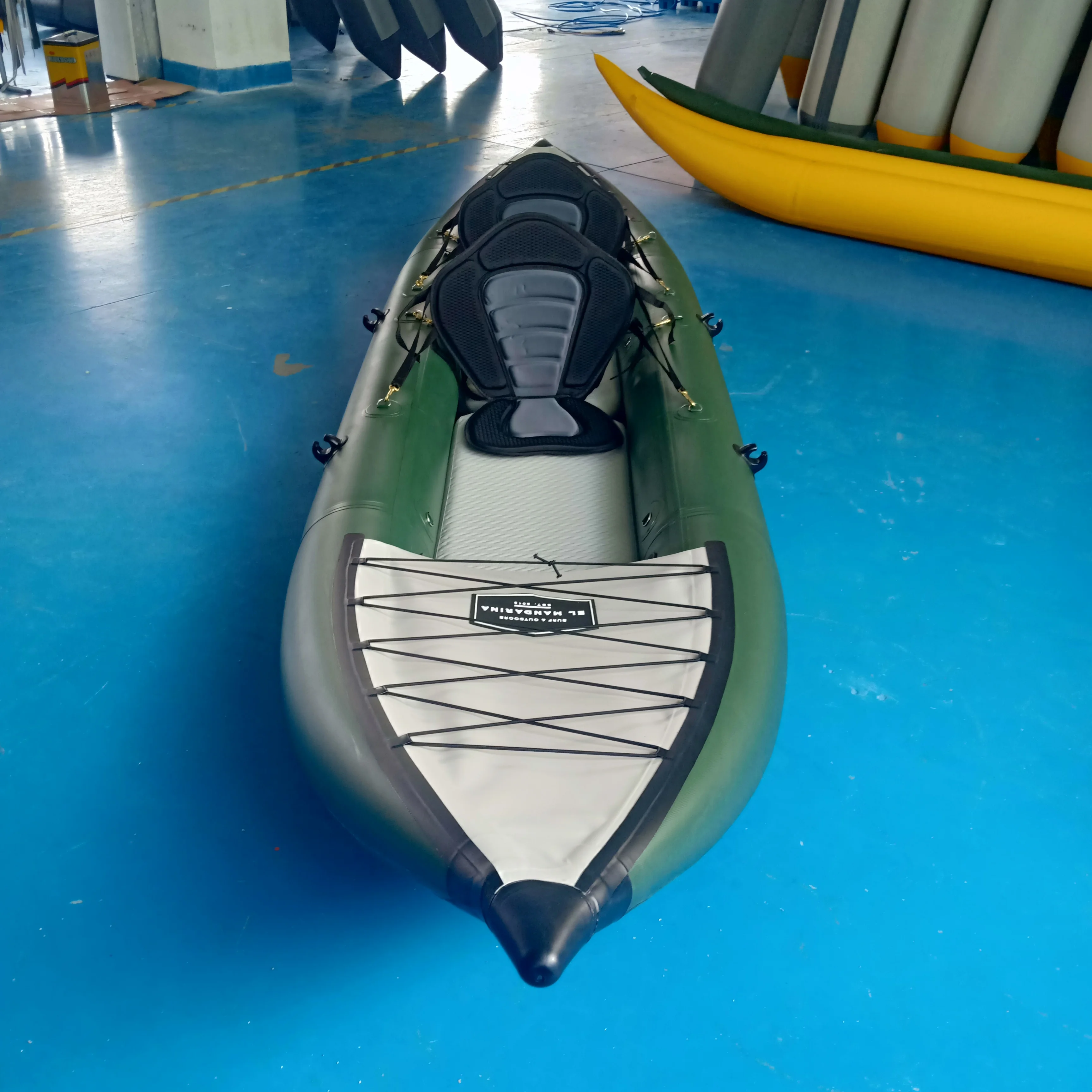 2 Person Inflatable Fishing Kayak Canoe with Removable Fabric Seats