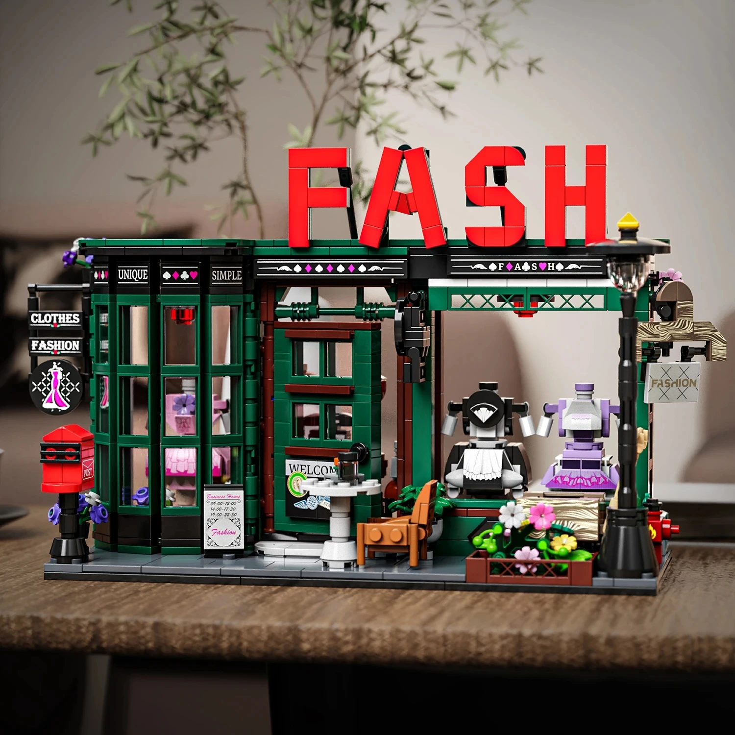 

Clothing Store Building Blocks Vintage European-style clothing store Modular Buildings Assemble Puzzle Bricks Toys For Kid Gifts