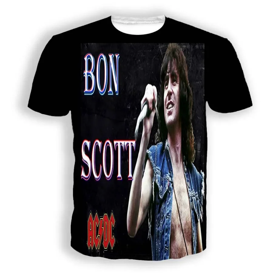 Classic Rock Lead Singer Bon Scott 3D Print Casual Men/Women\'s Hip Hop Short-sleeve Kids T-Shirt Harajuku Styles Unisex Clothes