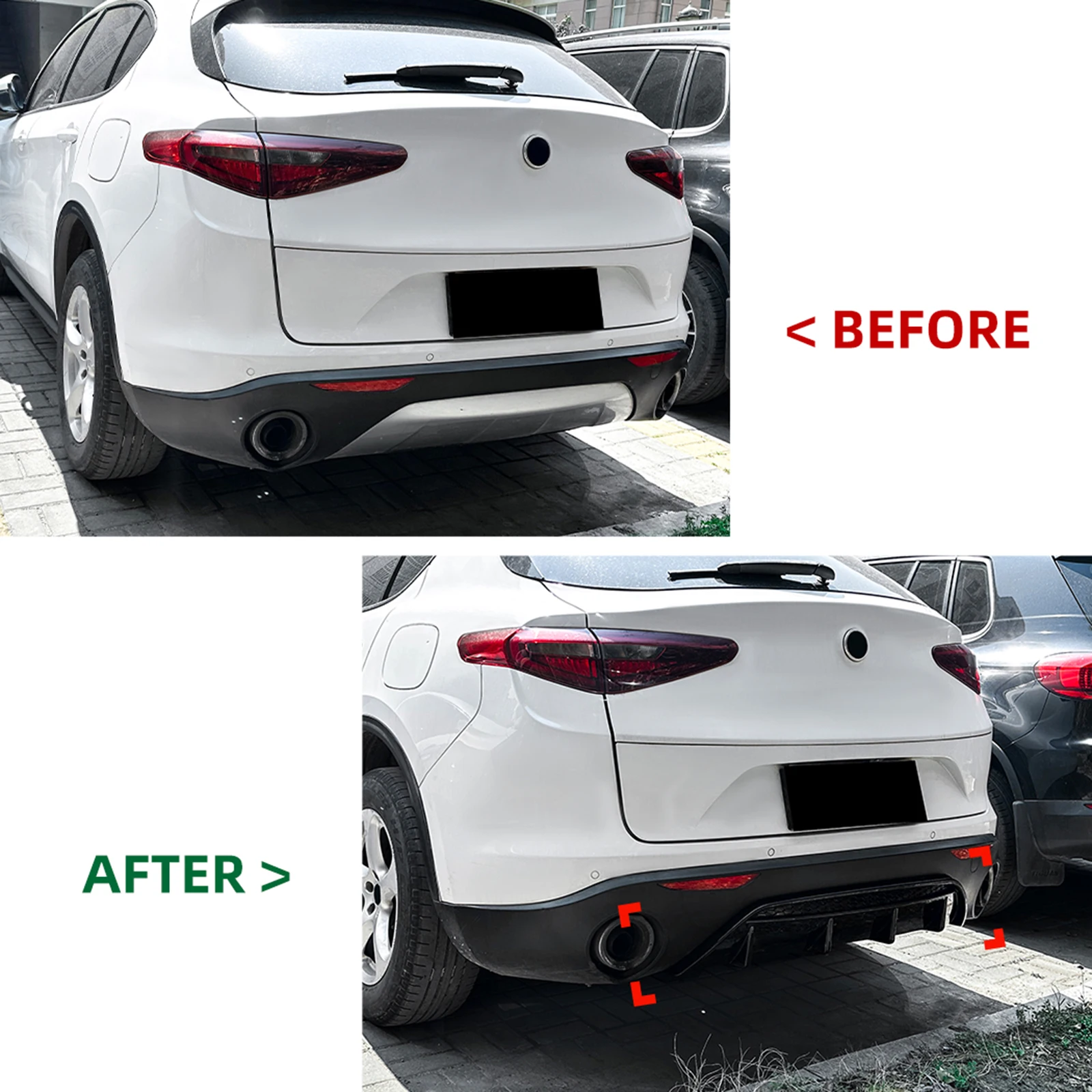 

Задний диффузор-сплиттер (накладка) на бампер для Alfa Romeo Stelvio 2017-2024