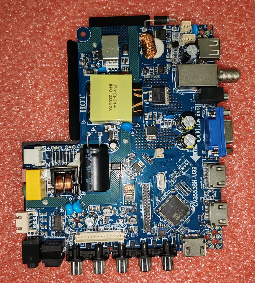 CV3553BH-U32   Three in one TV motherboard, tested well, physical photo taken for  36v 500ma