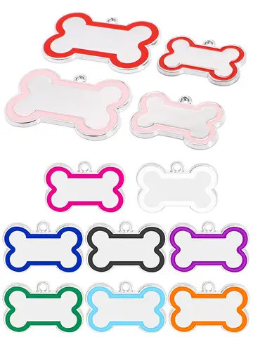 Wholesale 100Pcs 10 Colorful Cute Engraved ID Dog Tag Bone DIY Dog Id Tags For Dog Cat Personalized Collars Pet Accessories