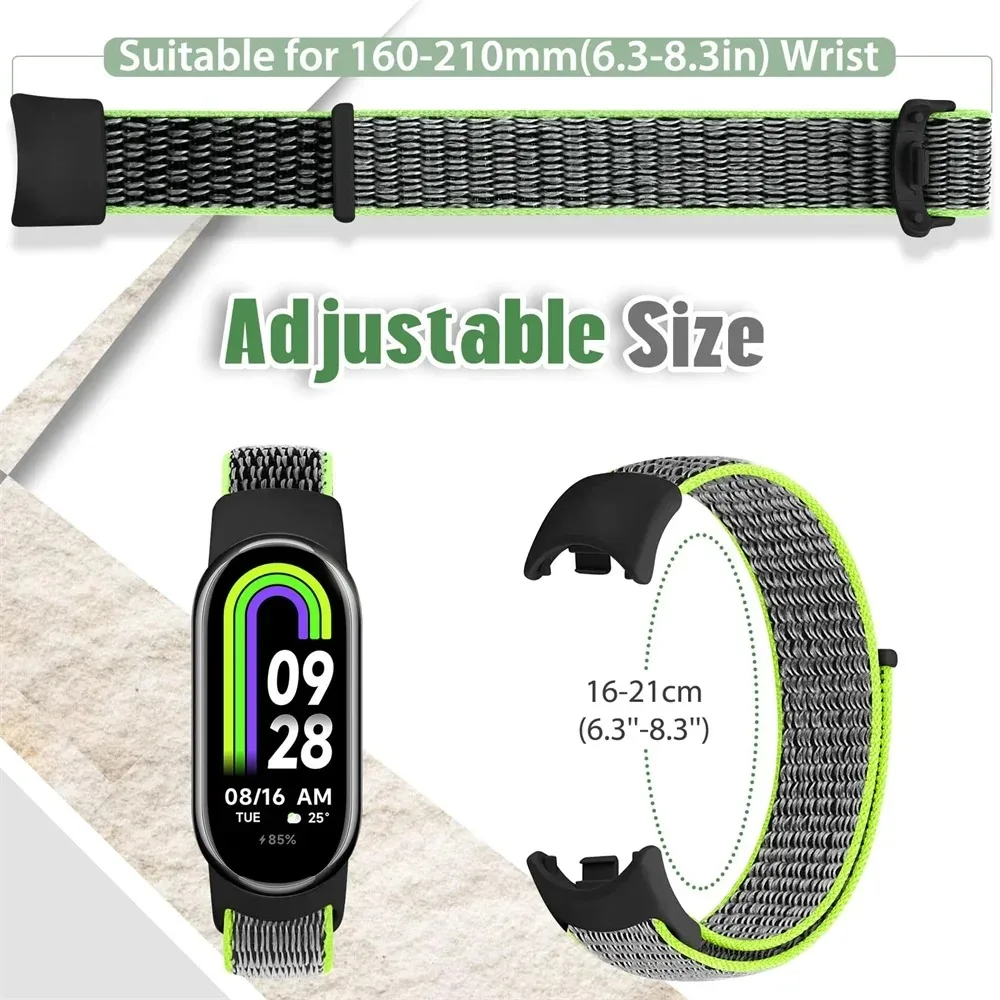 حلقة نايلون لشاومي Mi Band 8 حزام SmartWatch معصمه Correa استبدال الرياضة نبض حزام الساعات لسوار Miband 8 NFC