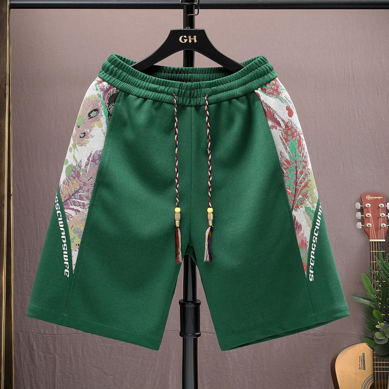 

Men's Summer Thin Spor Casual orts Loose Fit Five-Quarter Length Faionable Breathable Polyester Fiber Straight Leg Pants