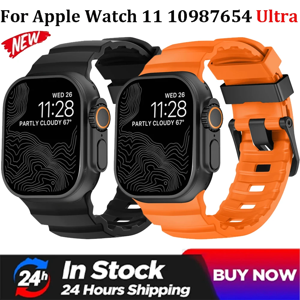 Weiches Silikonarmband für Apple Watch Ultra 3 49 mm 11 10 46 mm 9 8 7 45 mm. Bequemes High-End-Armband für iWatch 6 5 SE 44 mm Band
